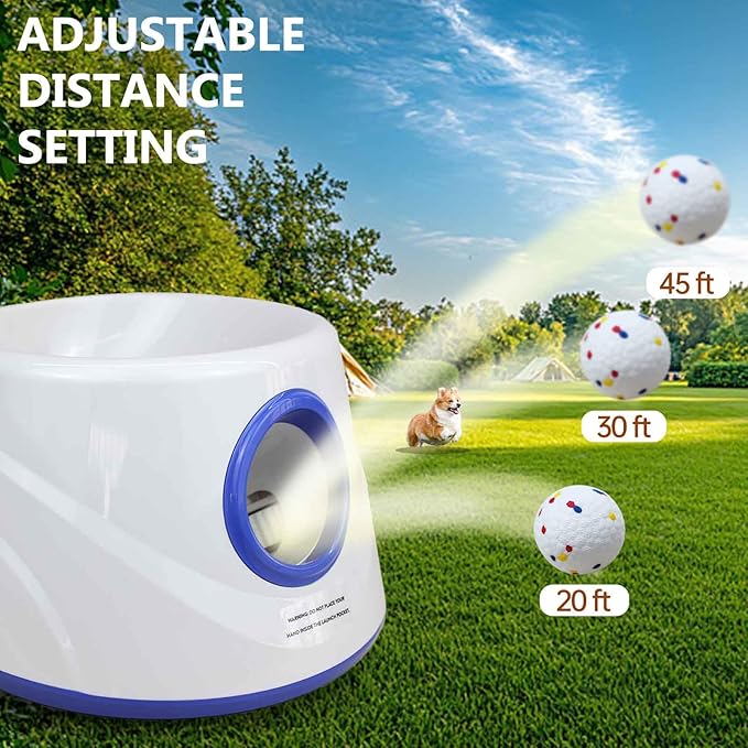 Auto Dog Ball Thrower Launcher, Automatic Dog Ball Launcher with 3 Launching,6 2.3 Inch ETPU Tennis Ball,Interactive Toys Indoor Outdoor Thrower Toss Machine for Small/Medium Dogs