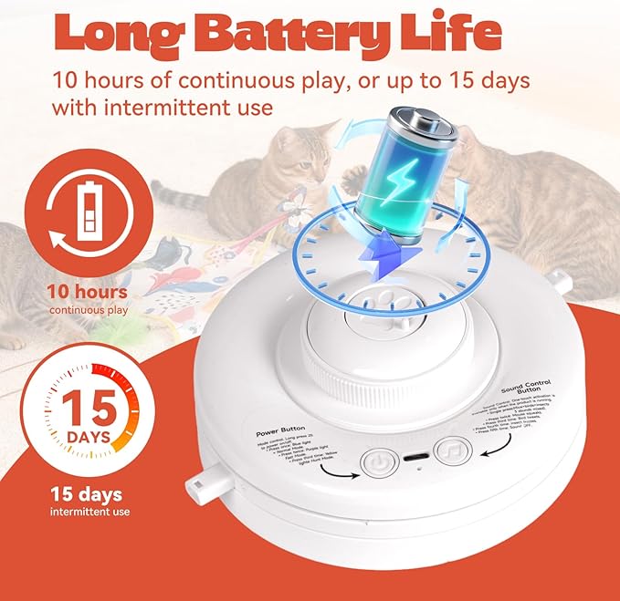 Cat Toys for Indoor Cats, 4in 1 Interactive Cat Toys Rechargeable with Butterfly, Feathers, Setaria Viridis, Real Animal Squeaky, Indoor Kitty Exercise Automatic Pet Toys with 2 Covers for All Breeds