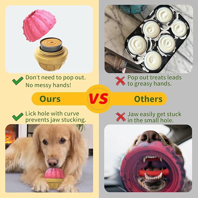 Interactive Dog Toys to Keep Them Busy, Frozen Treat Dog Enrichment Ball Toy for Aggressive Chewers, Puzzle Feeder Toy, Easy-to-Clean, Low-Mess Design for Medium & Large Dogs