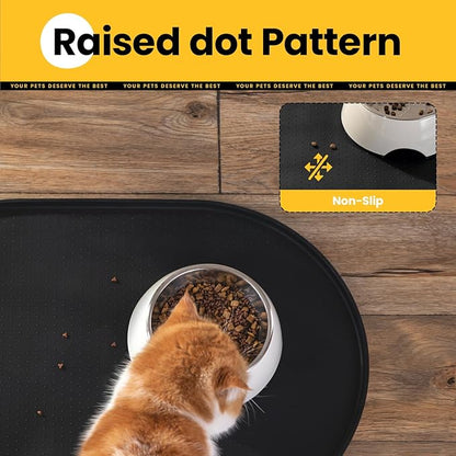 Dog Food Mat,Raised Edges Pet Food Mats for Spill Containment,BPA-Free Silicone Cat Dog Feeding Mat for Floor Waterproof,Rubber Pet Placemats for Food and Water Bowls 1/2 Inch