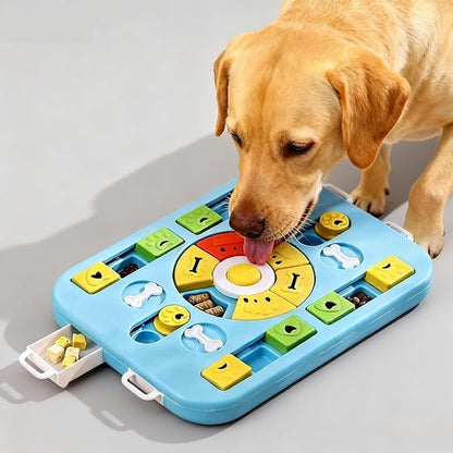 Interactive Dog Puzzle Toy & Slow Feeder, Enrichment Toy for IQ Training and Brain Stimulation, Mentally Stimulating Gift for Large, Medium, and Small Dogs (Blue)