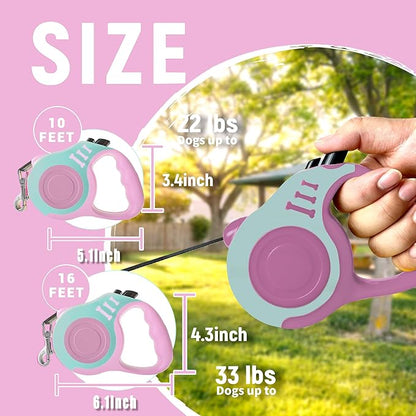 Retractable Dog Leash Automatic Telescopic Tractor Dog Tape, Pet Tape 10/16 FT Durable and Convenient, with Non-Slip Handle, Suitable for Small and Medium-Sized Dogs