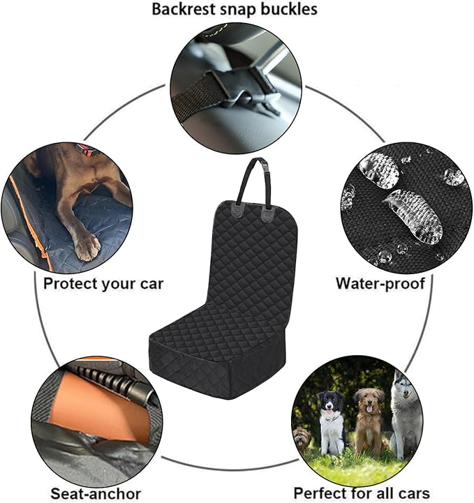 CBBPET Dog Car Seat Covers (Black Passenger Cushion)