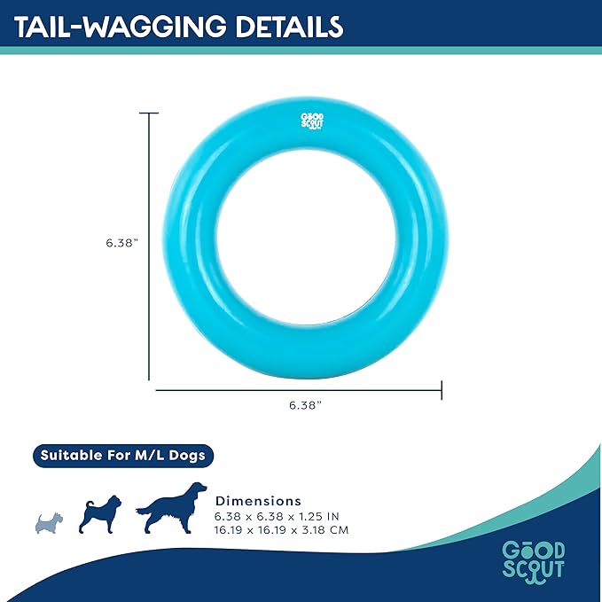 Good Scout Rubber Ring for Tugging & Chewing, Best Fetch Toy for Aggressive Chewers, No Stuffing Toy for Medium & Large Dogs