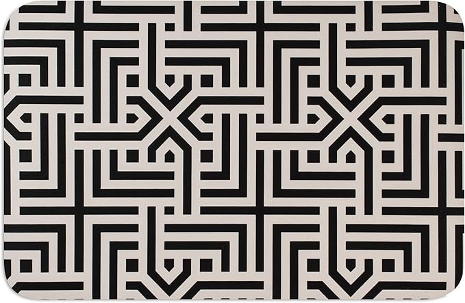 DogBuddy Ultra Absorbent Waterproof Dog Bowl Mat - Non-slip, Machine Washable Food & Water Mat for Dogs (Large, Maze Pattern)