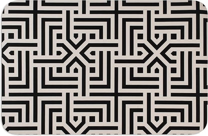 DogBuddy Ultra Absorbent Waterproof Dog Bowl Mat - Non-slip, Machine Washable Food & Water Mat for Dogs (Large, Maze Pattern)