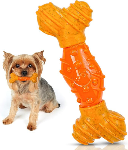 SPOT Bam-Bones Dental Bone - Made with Bamboo Fiber and a Massaging Rubber Center, Durable Oral Care Dog Chew for Light Chewers & Teething Puppies Under 25lbs, 6in Allergen Free Peanut Butter Flavor