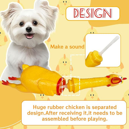 22 Inch Crazy Huge Rubber Chicken,Yellow Squeeze Chicken Toys,Squeaky Chicken Dog Toys,Squawking Prank Novelty Gag Gift