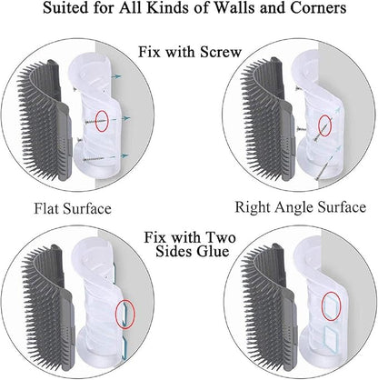 Kingtree Cat Corner Scratcher Self Groomer with Catnip, 2 Pack Softer Cat Face Scratchers Wall Corner Grooming Massage Combs for Long & Short Fur Cats