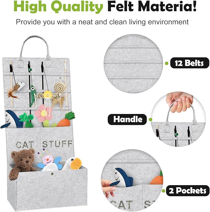 5-layer Cat Wand Toy Storage Bag, 31.6in Multifunction Pet Toy Storage Hanging Bag