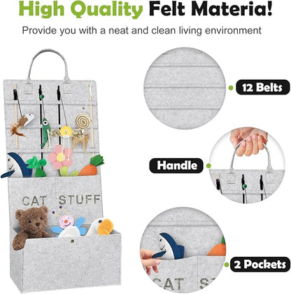 5-layer Cat Wand Toy Storage Bag, 31.6in Multifunction Pet Toy Storage Hanging Bag