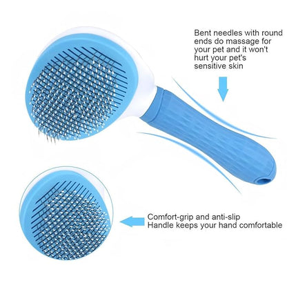 Dog Cat Shedding Brush, Self Cleaning Deshedding Tool for Undercoat, Grooming Rake for Long Short Hair Pets, Skin Friendly Fur Remover