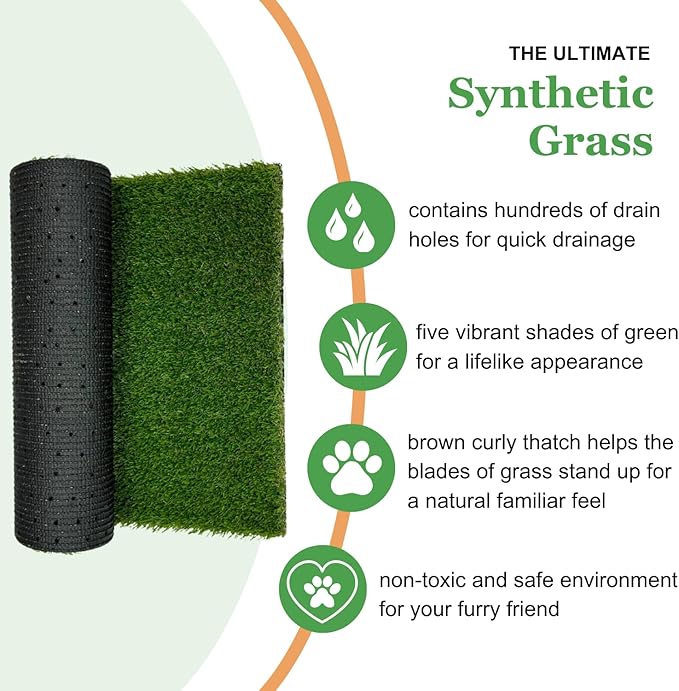 Porch Potty Artificial Grass for Dogs With Sprinkler - Top of the line Premium Quality 26x50x7 Reusable Potty Training Pad for dogs - Washable Pee Pad for Dogs - Instant Drainage - 4x2 Feet Grass Area