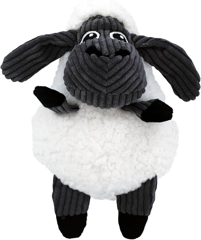 KONG Sherps Floofs – Plush Dog Toy with Flat Squeaker & Crackly Noise – Soft, Snuggly Cuddly Toy for Indoor Fetch & Gentle Play, Durable Lined Design (Sheep (2 Pack))