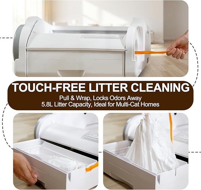 Automatic Litter Box Open Top Self Cleaning Cat Litter Box for Multiple Cats Electric Litter Box with Smart APP Control