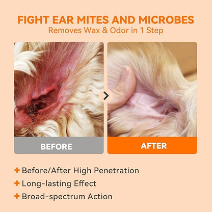 Dog Ear Cleaner, Natural Dog Ear Drops and Infection Treatment, Quantum Silver Dog Ear Cleaning Solution for Itching, Irritation & Wax Build-Up,1oz