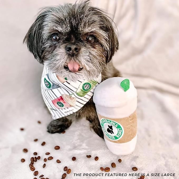Haute Diggity Dog Starbarks Coffee Cup, Plush Designer Dog Toys with Interactive Squeaker, Stimulating Pet Enrichment, Machine-Washable & Safe Materials for All Breeds, Size Large