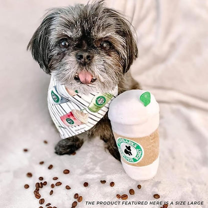 Haute Diggity Dog Starbarks Coffee Cup, Plush Designer Dog Toys with Interactive Squeaker, Stimulating Pet Enrichment, Machine-Washable & Safe Materials for All Breeds, Size Large