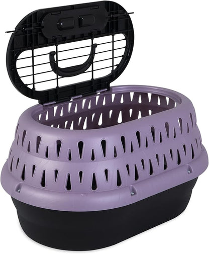Petmate Top Load Plastic Cat Kennel for Small Dogs, Puppies & Cat Carriers, One-Door, Top Loading, Made in USA, 19" for Pets Up Tp 10 lb, Purple