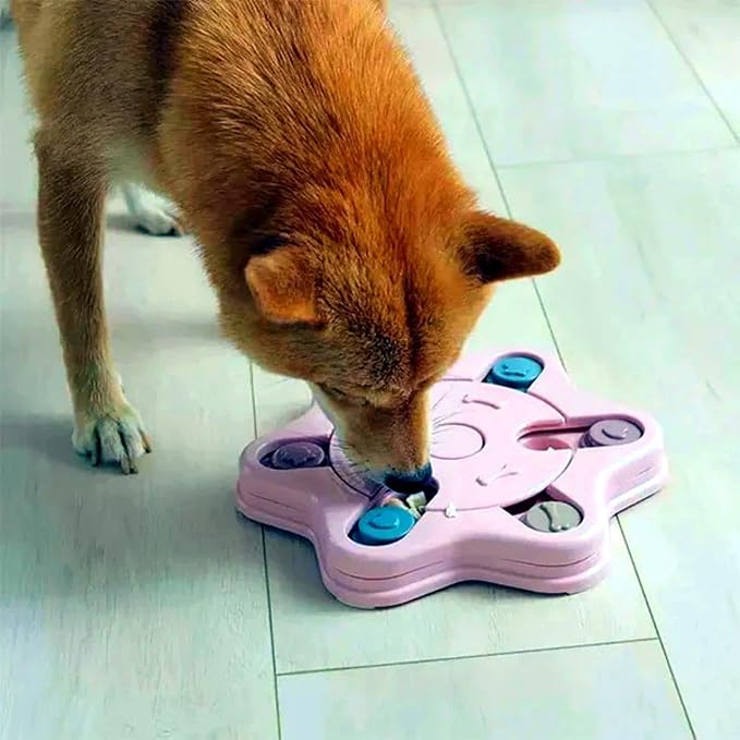 Anti-Choking Interactive Puzzle Toy for Slow Dispensing Feeding for Pets, 2023 New Dog Puzzle Toys, Dog/Cat Food Puzzle Feeder, Dog Stimulation Toys for Small and Medium-Sized Dogs (Pink, Hexagon)