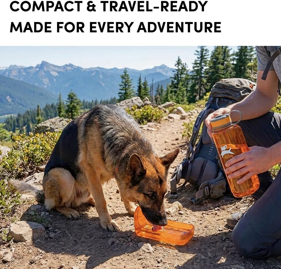 OllyDog OllyBottle | Tritan Dog Water Bottle with Detachable Bowl | BPA Free Leakproof Pet Dispenser | Hiking Travel (1L, Flame) - Image 3
