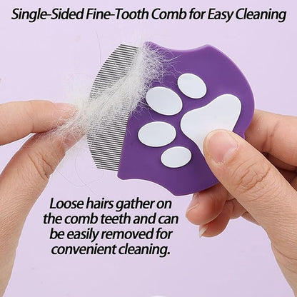 Pet Detangling Flea Comb, Dog Facial Eye Comb, Stainless Steel Tear Stain Remover, Round-Head Grooming Comb for Dog Cat (Green+Blue)