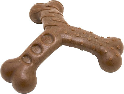 Chew King by Mammoth Dog Bacon Lovin’ Wishbone, Nylon Bones, Textured Bacon Flavored Chew Toy, for All Breed Sizes
