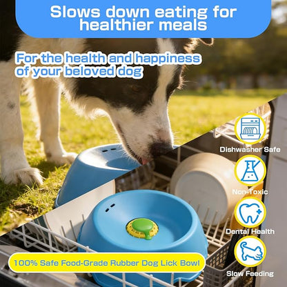 Slow Feeder Dog Bowls Interactive Dog Licking Toy & Lick Bowl for Dogs, Large Capacity Non-Slip Dog Lick Bowl for All Dogs & Cats (1, Blue&Blue)
