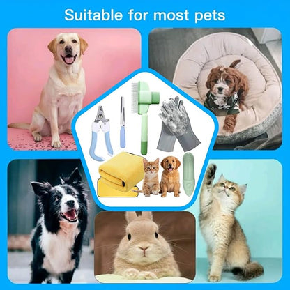 Cat Grooming Kit- 6PCS include Dog Brush For Shedding,Cat Combs For Indoor Cats,Puppy Quick-Drying Towel, Dogs Washing Gloves, Dog & Cat Pets Nail Clippers and Trimmers,Reusable.
