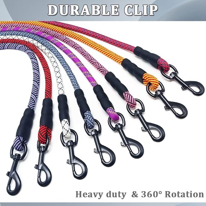 MayPaw Heavy Duty Rope Dog Leash, 3/4/5/6/7/8/10/12/15 FT Nylon Pet Leash, Soft Padded Handle Thick Lead Leashes for Large Medium Dogs (Navy, 1/2" * 6')