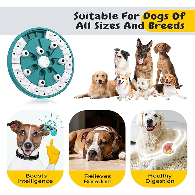 KADTC 2 Levels of Step-by-Step Challenge,Large Size,Beginner to Advanced Dog Puzzle Toys,3 Ways to Play,U.S. Brand & Design Treat Puzzles for Dogs Mental Stimulation Enrichment Food Slow Feeder Toy