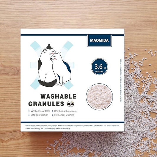 Cat Litter Box Washable Granules Refills. Compatible to Cat Genie Refills. Great for cat Toilet Training kit. Compostable and Flushable. 7lbs Package