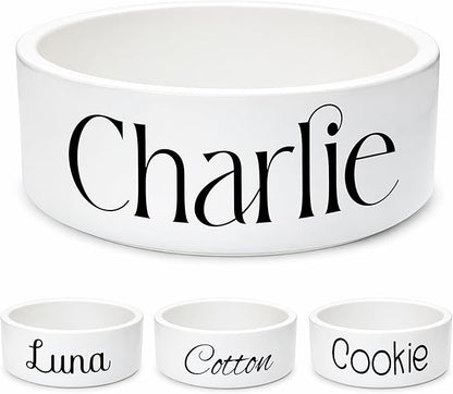Custom Pet Bowl for Dogs & Cats | Personalized Food & Water Dish with Name | Microwave & Dishwasher Safe Ceramic Feeding Bowl | Gift Idea for Puppy, Kitten & Rabbit Owners | White – Small
