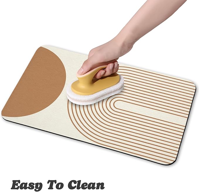 Dog Food Mats,Cat Absorbent Water Bowl Feeding Mats Pet Placemats for Food and Water Beige Bohemia 17 * 30 inch