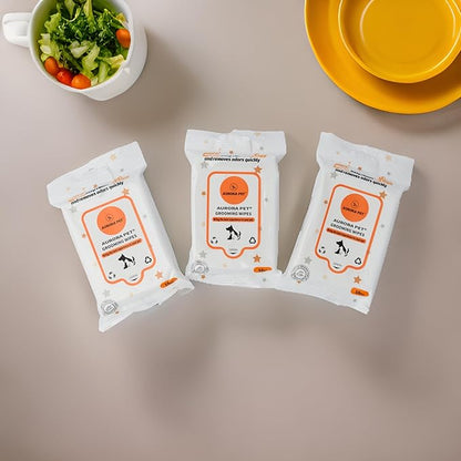 Aurora Pet Wipes – 100% Natural, Plant-Based Hypoallergenic Grooming Wipes for Dogs & Cats (240-Count Travel Pack)