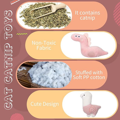 Sratte 25 Pcs Catnip Cat Chew Toy Interactive Catnip Filled Kitten Soft Cotton Cat Toys for Cats Kitten, Assorted Cat Teething Chew Indoor Pet Supplies (Lovely)