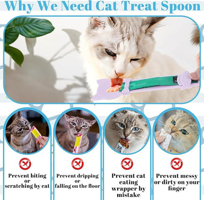 3 Pcs Cat Treat Spoon Squeeze, Cute Pet Feeder Spoon, Multi-Function Lickable Wet Food Dispenser for Liquid Snack Puree Pet Supplies (3 Colors)
