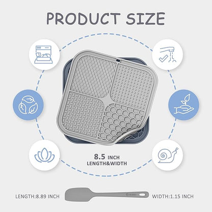 2 Pack Lick Mat for Dogs,Cats,Upgraded 8.5×8.5 inches Licking Mats with Suction Cups,Slow Feeder Licking Pad for Anxiety Relief and Boredom Reducer,Suitable for Dog Training Set 10