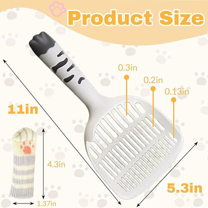 Cat Scooper for Litter Box, Cat Litter Scoop, Kitty Litter Scoop, Cat and Dog Poop Collector, Pet Litter Sifter, Cute Handle, Cat Litter Scooper with Holder for Various Litter Boxes (White)