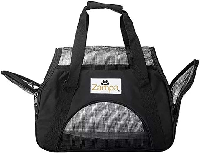 Airline Approved Soft Sided Pet Carrier by Zampa, Low Profile Travel Tote, Removable pad, Premium Zippers & Under Seat Compatibility, for Cats and Small Dogs (Medium) (Pink)