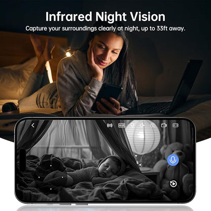 Indoor Camera Robot, 2k 5g/2.4ghz WiFi Pet Robot Cam with Phone App EseeCloud, 360 PTZ Nanny Cam Dog Cam with Audio/Video, Spy Camera 2-Way Audio Motion Tracking 7/24 Night Vision
