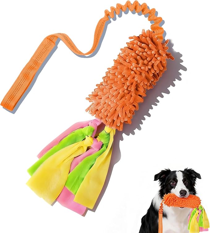 Squeaky Dog Tug Toy, Interactive Tug of War Rope Toys for Small Medium Large Dog, Soft Chenille Chewing Dog Rope Toys for Puppy Training and Play Games