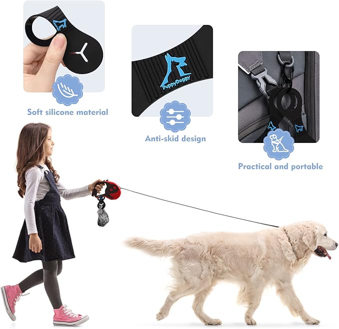 PuppyDoggy Dog Poop Bag Holder for Leash Waste Bag Carrier Dog Poop Bag Dispenser for Walking Running Bicycle Accessory 2 pieces (White)