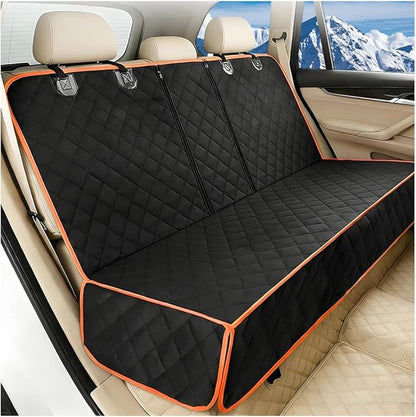 Dog Car Back Seat Cover, Waterproof Scratch-Resistant 600D Heavy Duty Vehicle Pet Bench Seat Protector, Non Slip Automotive Interior Backseat Cushions, Universal for SUV Sedan Truck (Orange)
