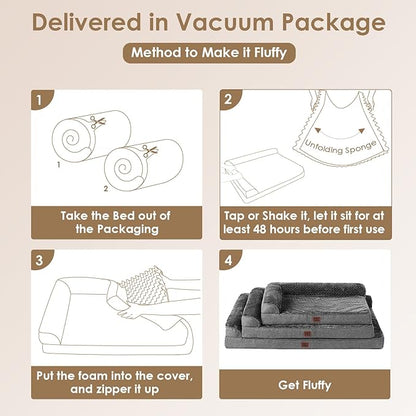 EHEYCIGA Orthopedic Dog Bed Medium Size Dogs, Memory Foam Dog Bed with Washable Removable Cover, Waterproof Pet Sofa Couch for Crate with Nonskid Bottom, 30x20x6, Dark Grey