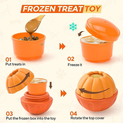 Dog Enrichment Toys, Dog Frozen Treat Toys, Interactive Dog Toys for Large Breeds, Treat Dispensing Dog Toys in Orange Shape