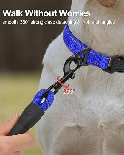 Joytale Dog Leash for Small Dogs, Heavy Duty Nylon Leashes with Comfortable Padded Handle and Highly Reflective Threads, Ideal for Walking and Training, Navyblue, 5'×3/8''