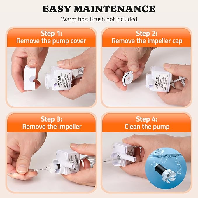 Pawtners Replacement Pump for 10in/6.7in Dog Fountain, Replacement Pump with Water Sensor & Indicator Light, Water Fountain for Cats Inside Ultra Quiet Water Pump,Easy to Disassemble & Clean