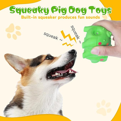 4" Squeaky Pig Dog Toys 3-Pack, Mini Latex Dog Toys Puppy Durable Chew Toys Little Piggy for Small, Medium Dogs Fetch Interactive Play
