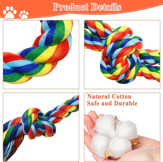 ASOCEA 5 Pack Dog Rope Toys Cotton Puppy Teething Rope Durable Chew Toys for Boredom Small Medium Dogs Interactive Tug Toy for Training Fetching（ Colorful ）